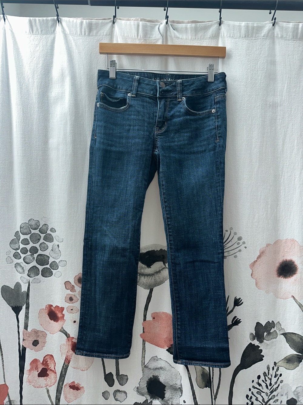 American Eagle Outfitters Dark Blue Straight Leg Capri Jeans